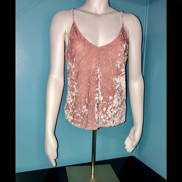 E Q • Pink Crushed Velvet Cami / size (L) NEW! - Picture 1 of 6